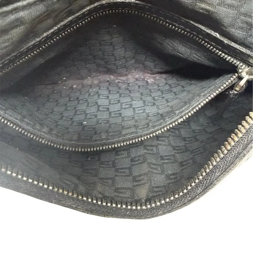 Gucci Reins Vintage Interlocking GG Perforated Leather Black Hobo Bag Purse